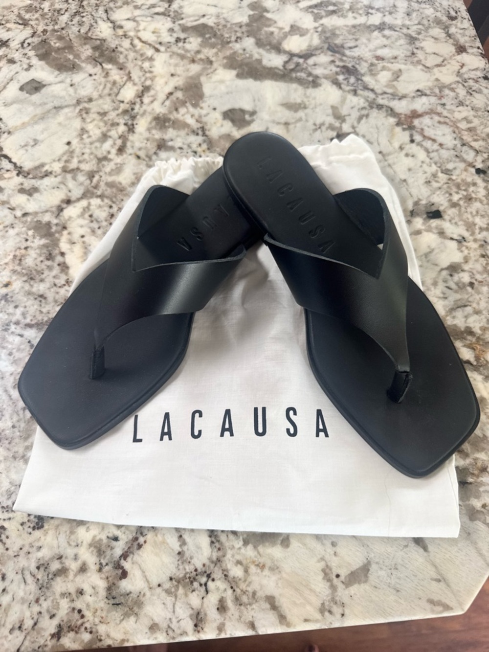 Lacausa black leather made in Spain sandle